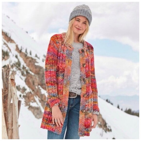 Sundance Pinebrook Long Wool Blend Chunky Knit Cardigan Size Small - Picture 2 of 7